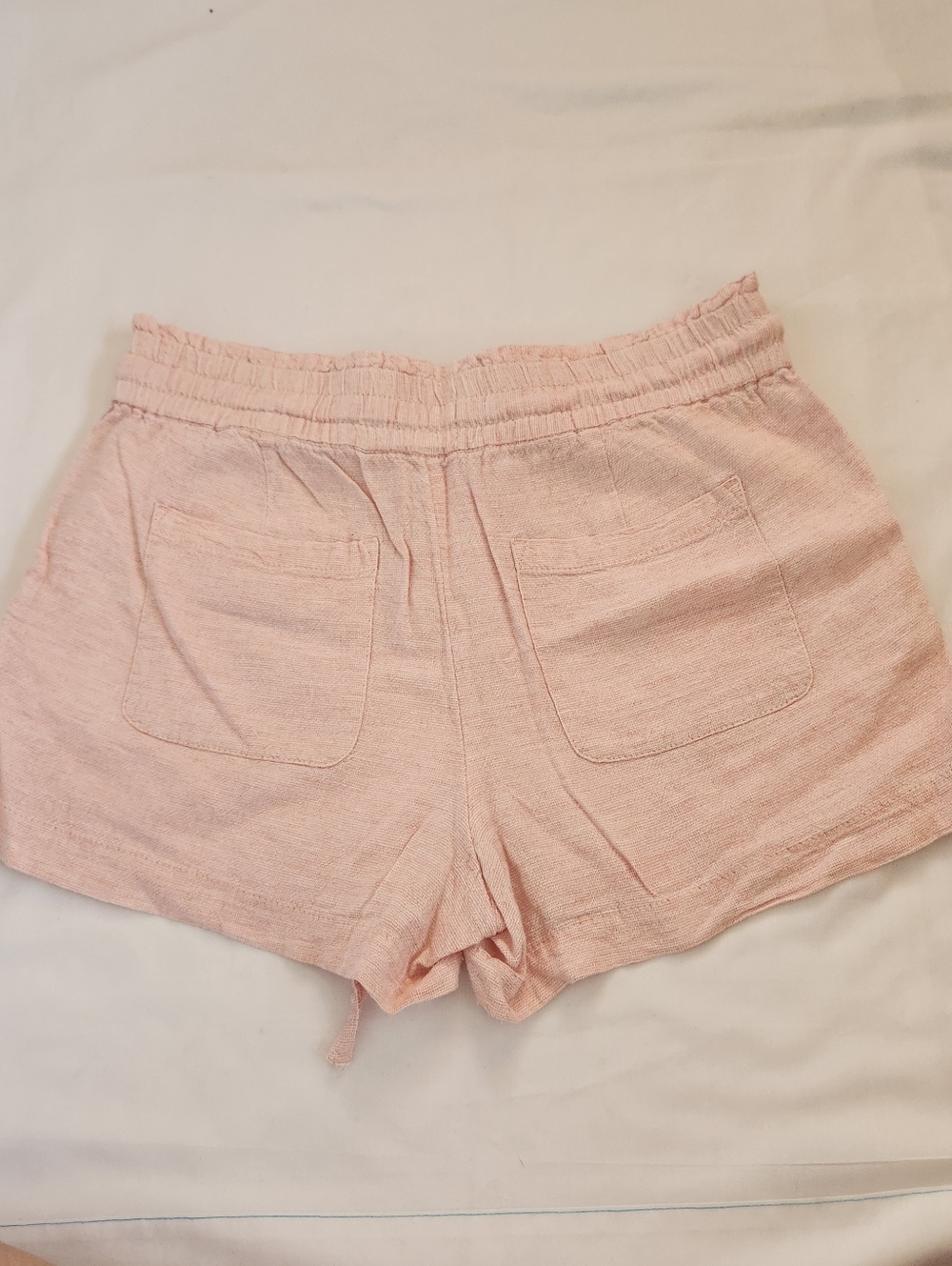 LOFT Pink Peach Soft Linen Blend Shorts Drawstrings Summer Softgirl M - Picture 3 of 11